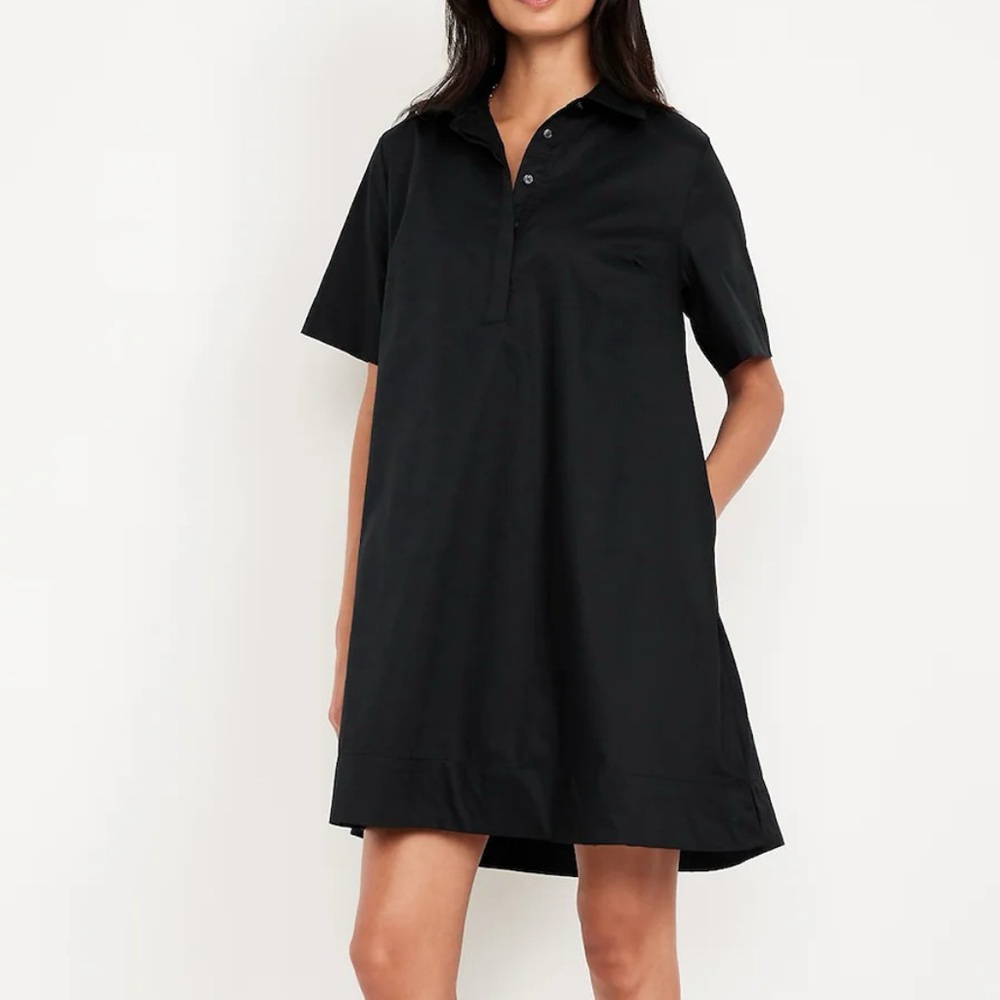 Old Navy Mini Shirt Swing Dress | Black | Size XL